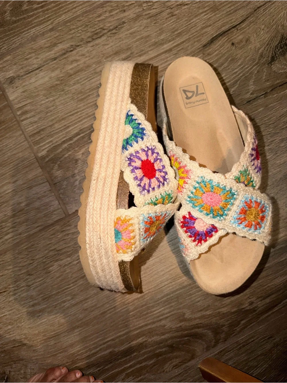 Dirty Laundry Natural Crochet Multi Platform Slide Sandal